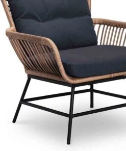 BUITEN Living Dex Wicker Loungestoel Tuin Incl. Wicker Voetenbank | Wicker + Aluminium | Bamboe Antraciet -Gardena Winkel 1002x1200