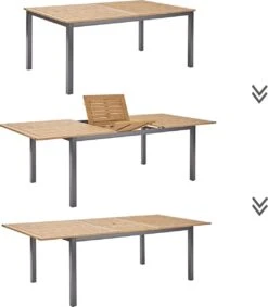NATERIAL - Uitschuifbare Tuintafel ORIS - Uitschuifbare Tafel Voor 6 Tot 8 Personen - 180-240x100 Cm - Aluminium - Hout Eucalyptus -Gardena Winkel 1049x1200 1