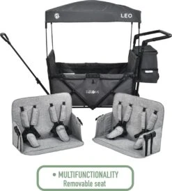 FableKids LEO X4Plus Opvouwbare Wagen Met Dak Fossil Grey -Gardena Winkel 1082x1200