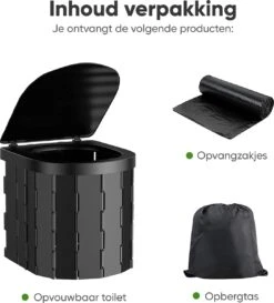KNGZ Outdoor Gear – Camping Toilet – Nieuw Model – Biologisch Afbreekbare Zakjes – Opvouwbare Camping Toilet Met Deksel – Camping Toilet Hoge Zit – Draagbare WC Emmer Volwassen – Draagbaar Mobiel Potje – Nachtemmer – Opvouwbaar Toilet – Kamperen -Gardena Winkel 1087x1200