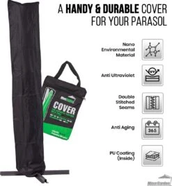 MaxxGarden Parasolhoes - Afdekhoes Voor Zweefparasol - Beschermhoes - 200-400 Cm - Met Rits En Trekkoord - Zwart -Gardena Winkel 1105x1200