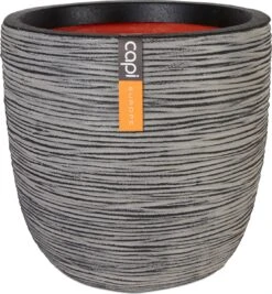Capi Europe - Bloempot Bol Rib NL - 43x41 - Antraciet - Voor Binnen En Buiten - KOFZ933