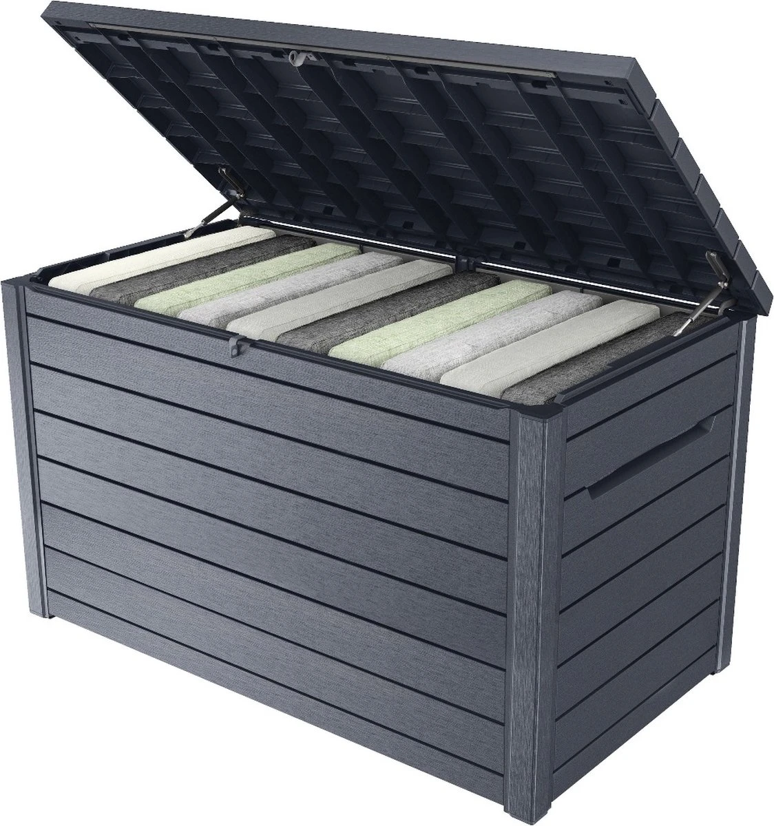 Keter Ontario Opbergbox - 870L - 147x83x86cm - Grafiet 4 Keter Ontario Opbergbox - 870L - 147x83x86cm - Grafiet - Afbeelding 2
