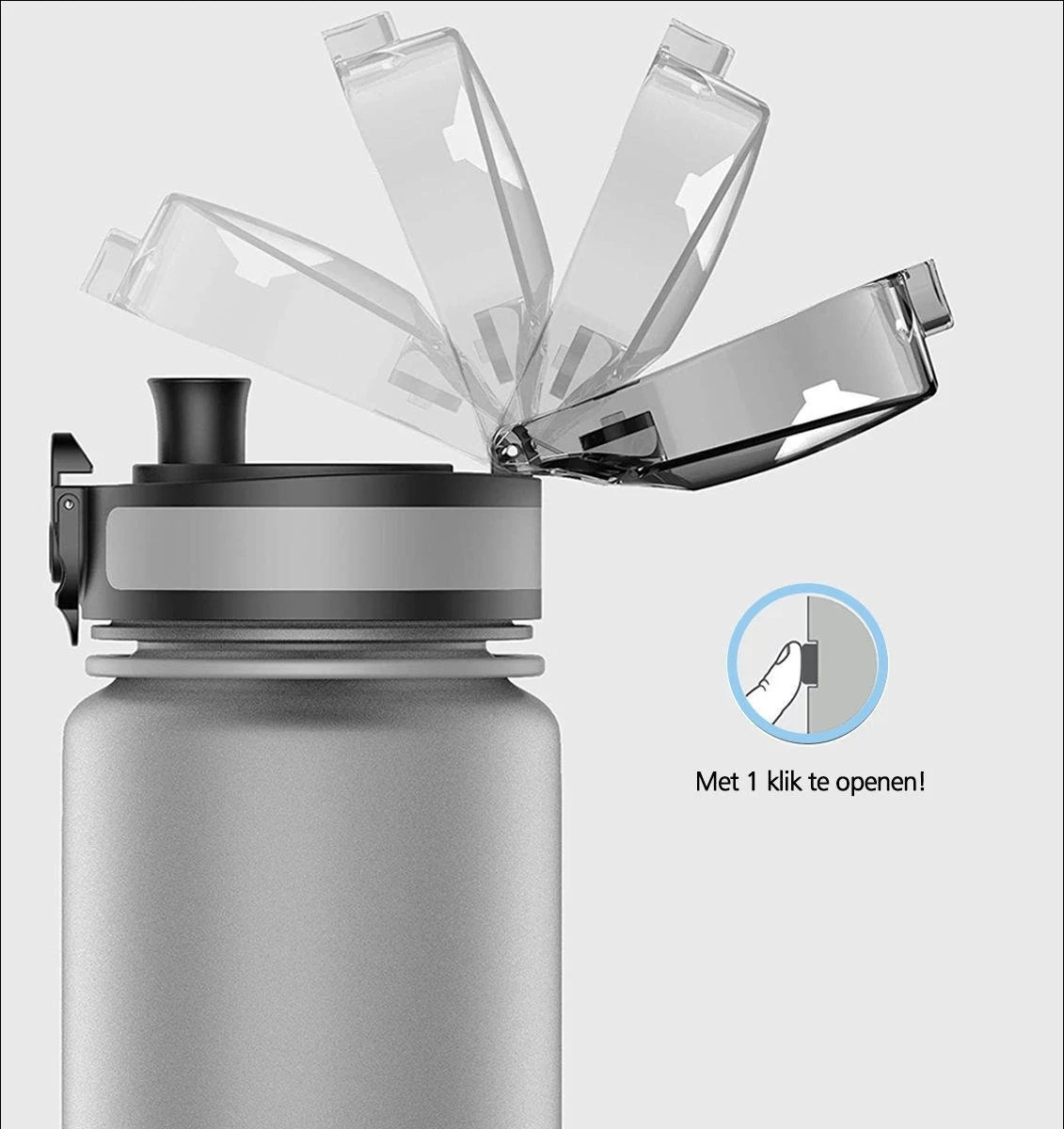 Swilix ® Drinkfles - 1 Liter - Drinkfles Met Tijdmarkering - Grijs 5 Swilix ® Drinkfles - 1 Liter - Drinkfles Met Tijdmarkering - Grijs - Afbeelding 3