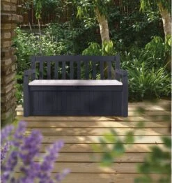 Keter Eden Garden Bench Opbergbank - 265L - 140x60x84cm - Zwart/Grijs -Gardena Winkel 1132x1200