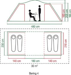 Coleman Bering 4 Vis-a-Vis Tent - Familietent - 4-Persoons - Groen -Gardena Winkel 1136x1200