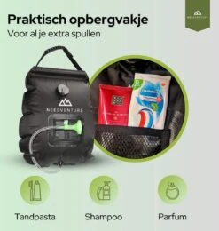 Needventure Solar Douche - Camping Douchezak - Buiten Douche - Tuindouche - Inclusief Thermometer - Waterzak Met Douchekop - 20L - Zwart -Gardena Winkel 1140x1200 2