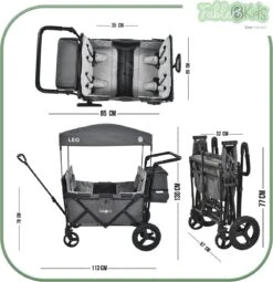 FableKids LEO X4Plus Opvouwbare Wagen Met Dak Fossil Grey -Gardena Winkel 1161x1200
