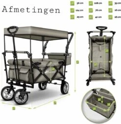 Wildebeest Bolderkar Opvouwbaar Grijs - Bolderwagen Met Kinder Zitje - Bolderkarren - Handkar Grijs - Opvouwbaar Transportwagen - Transportkar - Handkar Tuin Trolley Met Dak Transport Trolley XXL -Gardena Winkel 1175x1200 1