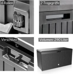 Prosperplast Opbergbox Met Deksel – Waterdicht Wielen 290 L -Antraciet -Gardena Winkel 1182x1200 1