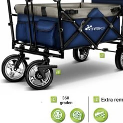 Tresko- Bolderkar, Grijs, Opvouwbaar, Met Dakje, Geschikt Tot 80 Kg - Bolderwagen - Kinderenvervoer - Bolderkarren - Tuinkar - Kinderwagen -Gardena Winkel 1193x1200