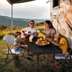 Lenx Klaptafel - Inklapbare Tafel - Opvouwbare Tuintafel - Vouwtafel - Inclusief Handvat En 2 Tafelkleden - 180x75x74cm - 6 Tot 8 Personen -Gardena Winkel 1199x1200 2