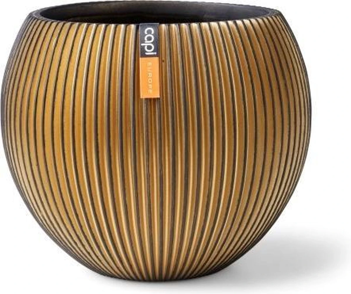 Capi Europe - Vaas Bol Groove XL - 39x33 - Goud - Bloempot Voor Binnen - Opening ⌀24 - GVGB270 7 Capi Europe - Vaas Bol Groove XL - 39x33 - Goud - Bloempot Voor Binnen - Opening ⌀24 - GVGB270 - Afbeelding 5