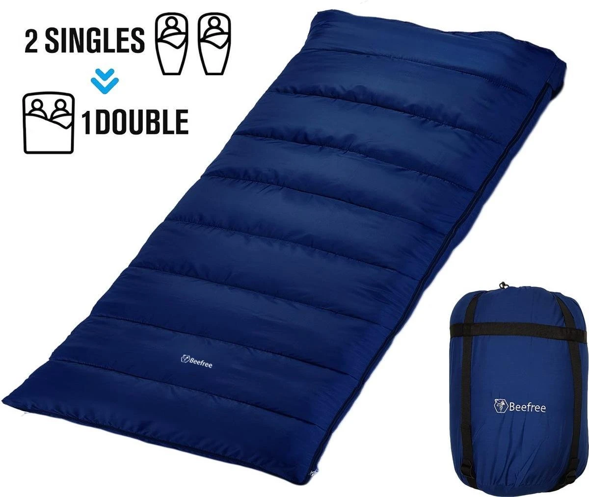 Beefree Slaapzak XL - Grote Katoenen 220 X 90cm - Aanritsbaar - Blauw 4 Beefree Slaapzak XL - Grote Katoenen 220 X 90cm - Aanritsbaar - Blauw - Afbeelding 2