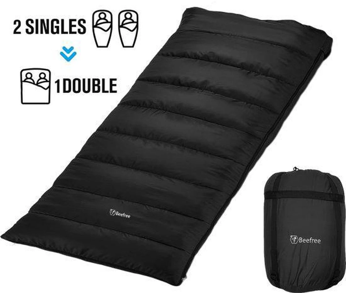 Beefree Slaapzak XL - Grote Katoenen 220 X 90cm - Aanritsbaar - Zwart 4 Beefree Slaapzak XL - Grote Katoenen 220 X 90cm - Aanritsbaar - Zwart - Afbeelding 2