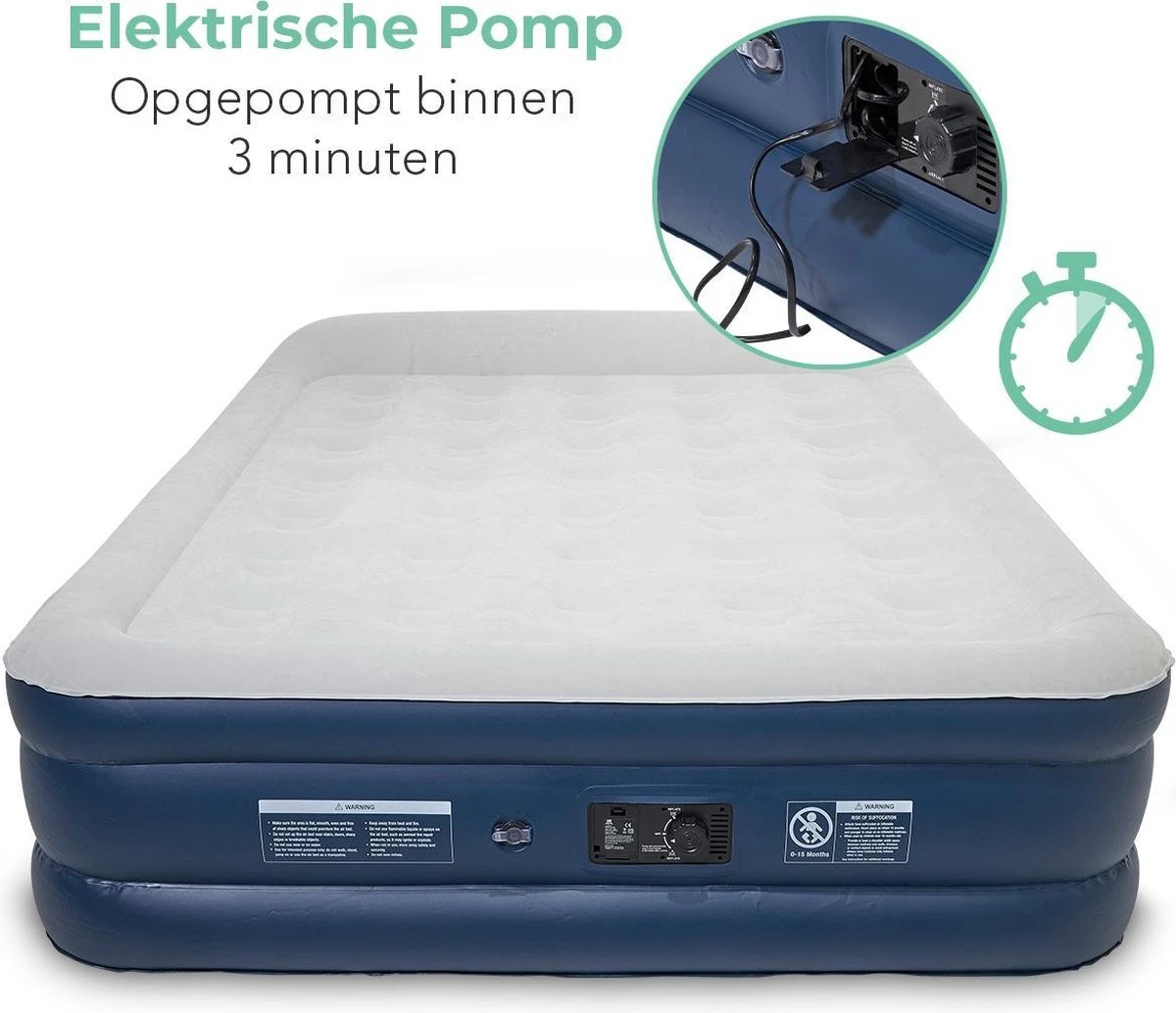 LifeGoods Luchtbed - 2 Persoons - Met Ingebouwde Pomp - Incl. Draagtas En Reparatiekit 5 LifeGoods Luchtbed - 2 Persoons - Met Ingebouwde Pomp - Incl. Draagtas En Reparatiekit - Afbeelding 3