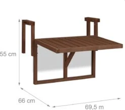 Relaxdays Balkontafel Inklapbaar - Klaptafel Balkon - Tafel Reling - Hangtafel Hout -Gardena Winkel 1200x1060 1