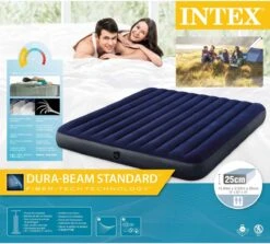 Intex Luchtbedset Intex Luchtbed - 2-Persoons - 183 X 203 X 25 Cm - Blauw + Intex Elektrische Pomp - 650 Liter/min + Hoeslaken Wit + Reparatieset -Gardena Winkel 1200x1084 1