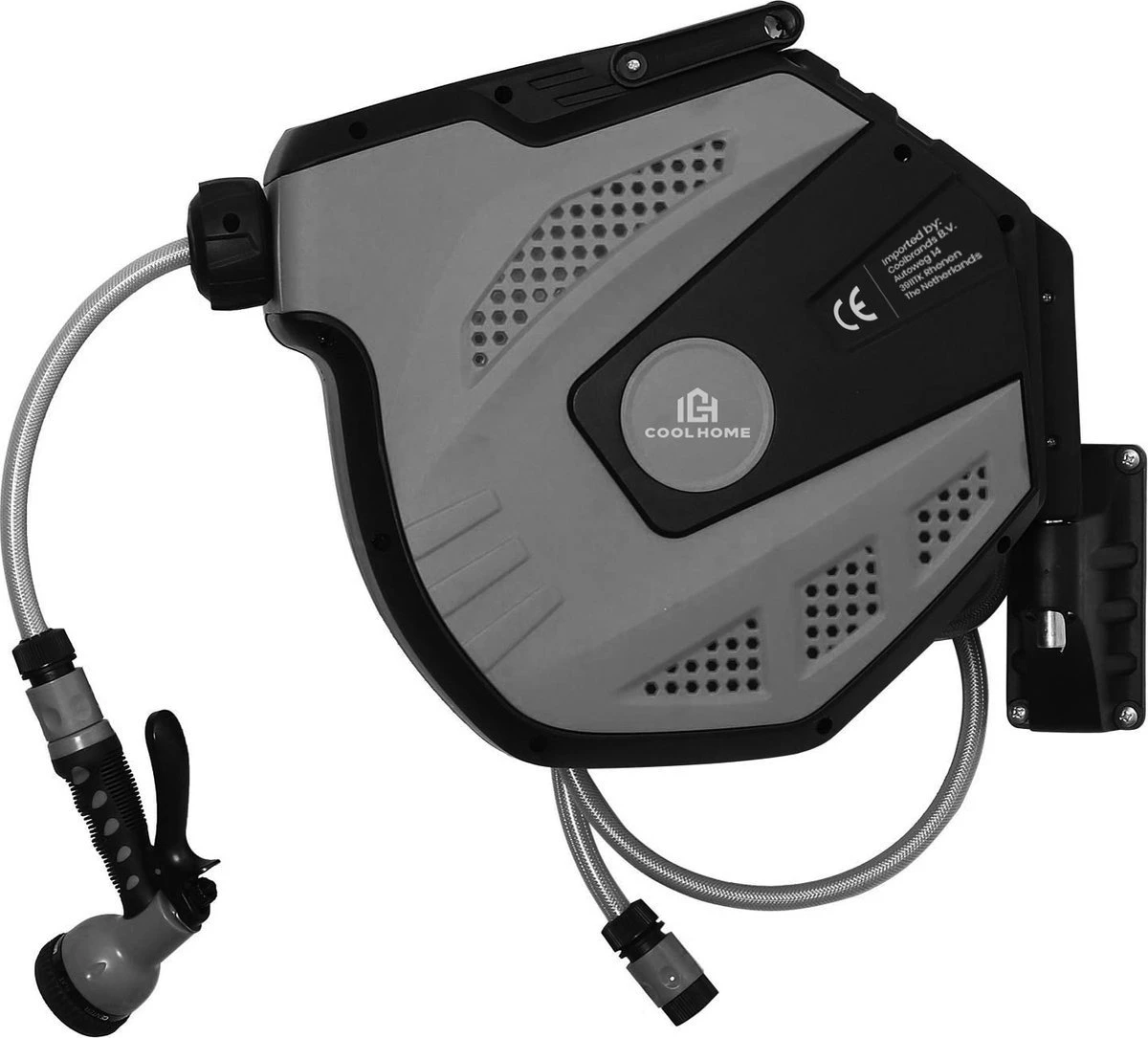 CoolHome Wandslangenbox 15 Meter + 1,5 Meter - Tuinslang Met Haspel- Slangenhouder 180° Draaibaar - Tuinslanghaspel Zwart - Grijs 3 CoolHome Wandslangenbox 15 Meter + 1,5 Meter - Tuinslang Met Haspel- Slangenhouder 180° Draaibaar - Tuinslanghaspel Zwart - Grijs