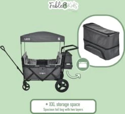 FableKids LEO X4Plus Opvouwbare Wagen Met Dak Fossil Grey -Gardena Winkel 1200x1089 2