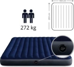 Intex Luchtbedset Intex Luchtbed - 2-Persoons - 183 X 203 X 25 Cm - Blauw + Intex Elektrische Pomp - 650 Liter/min + Hoeslaken Wit + Reparatieset -Gardena Winkel 1200x1089