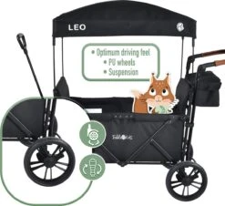 FableKids LEO X2 Lite Opvouwbare Handkar Met Dak Onyx Zwart -Gardena Winkel 1200x1100