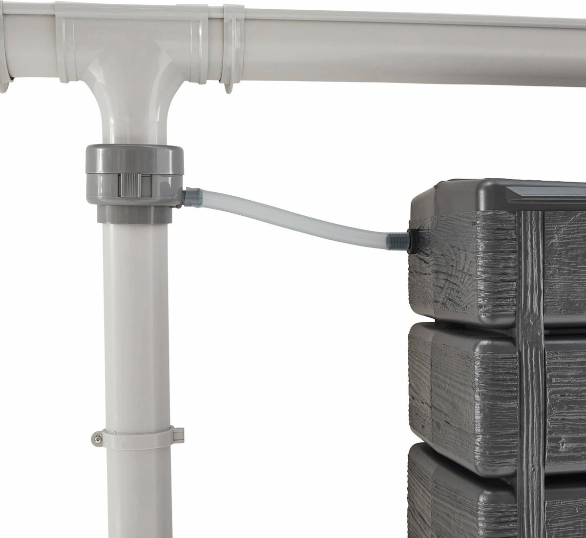 Regenton Muurtank, Grandval 300L, Antraciet Kunststof, Imitatiehout, Met Gootaansluitset Inbegrepen 4 Regenton Muurtank, Grandval 300L, Antraciet Kunststof, Imitatiehout, Met Gootaansluitset Inbegrepen - Afbeelding 2