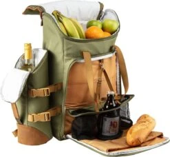 Cabinmax Koeltas - Koelrugzak - Picknick - Picknicktas Met Flessenhouder - Koelrugtas 24L - Olive Green -Gardena Winkel 1200x1110