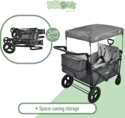 FableKids LEO X4Plus Opvouwbare Wagen Met Dak Fossil Grey -Gardena Winkel 1200x1132 2