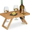 Relaxdays Opvouwbare Picknick Wijntafel - 4 Wijnglazenhouders - Bamboe Dienbladtafel Klein -Gardena Winkel 1200x1143 5