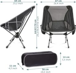 Smartpeas Campingstoel Van Stevig 600D Polyester En Aluminium - Lichtgewicht En Opvouwbaar - Camping Gadget Inclusief Zijzakken +Plus: Strandmat & Draagtas -Gardena Winkel 1200x1150