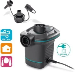 Intex Luchtbedset Intex Luchtbed - 2-Persoons - 183 X 203 X 25 Cm - Blauw + Intex Elektrische Pomp - 650 Liter/min + Hoeslaken Wit + Reparatieset -Gardena Winkel 1200x1155