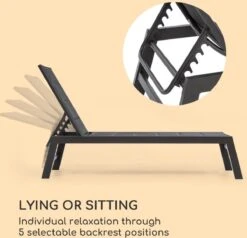 Blumfeldt Renazzo Lounge Ligstoel - Ligbed Voor De Tuin - Aluminium Tuinstoel - 6 Standen - Waterafstotend - Bekleding Van 70 % Pvc En 30 % Polyetheen - Zwart -Gardena Winkel 1200x1157 1