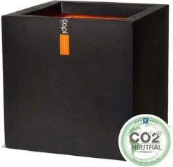 Capi Europe - Bloempot Vierkant Smooth NL - 50x50x50 - Zwart - Voor Binnen En Buiten - KBL904 -Gardena Winkel 1200x1159 1