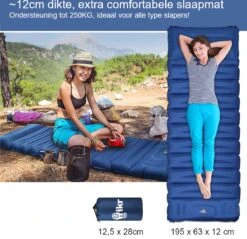 Hikr® Slaapmat 10cm+ Dikte - Comfortabel Luchtmatras - Zelfopblazend Met De Voet - TPU+40D Nylon - Slaapmatje Eenpersoons En Uit Te Breiden Tot Tweepersoons - Slaapmat Met Ingebouwde Pomp -Gardena Winkel 1200x1159