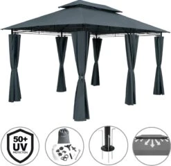 Casaria Paviljoen Topas 3x4m - UV-bescherming 50+ - Antraciet -Gardena Winkel 1200x1160 3
