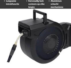 Buxibo - Wandslangenbox 20 Meter + 2 Meter - Tuinslang Met Haspel - 9 Sproei Standen - Slangenhouder 180° Draaibaar - Tuinslanghaspel Zwart+ Gratis Sproeier - Zwart -Gardena Winkel 1200x1161 2