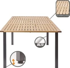 NATERIAL - Uitschuifbare Tuintafel ORIS - Uitschuifbare Tafel Voor 6 Tot 8 Personen - 180-240x100 Cm - Aluminium - Hout Eucalyptus -Gardena Winkel 1200x1162 1