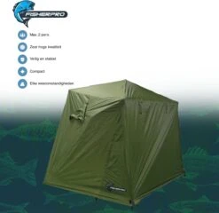 FisherPro Karpertent Met Stormcover – Vistent – Tent - Bescherming Tegen Zon En Wind – 100% Waterdichte Stormhoes – Met Handige Meeneemtas – Ook Geschikt Als Strandtent Of Festivaltent – Extra Veiligheid En Warmte Door Stormcover -Gardena Winkel 1200x1164