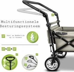 Wildebeest Bolderkar Opvouwbaar Grijs - Bolderwagen Met Kinder Zitje - Bolderkarren - Handkar Grijs - Opvouwbaar Transportwagen - Transportkar - Handkar Tuin Trolley Met Dak Transport Trolley XXL -Gardena Winkel 1200x1168