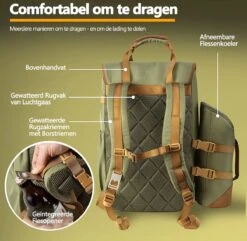 Cabinmax Koeltas - Koelrugzak - Picknick - Picknicktas Met Flessenhouder - Koelrugtas 24L - Olive Green -Gardena Winkel 1200x1169
