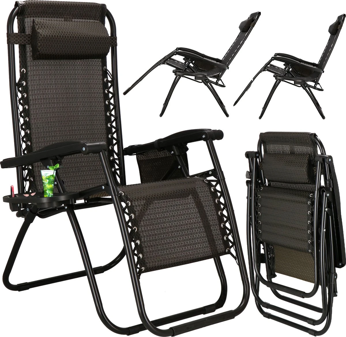 Springos Tuinstoel | Ligstoel | Opvouwbaar | Verstelbaar | Ergonomische Hoofdsteun | Bruin / Zwart 17 Springos Tuinstoel | Ligstoel | Opvouwbaar | Verstelbaar | Ergonomische Hoofdsteun | Bruin / Zwart - Afbeelding 15