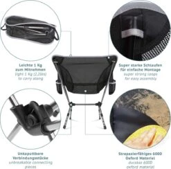 Smartpeas Campingstoel Van Stevig 600D Polyester En Aluminium - Lichtgewicht En Opvouwbaar - Camping Gadget Inclusief Zijzakken +Plus: Strandmat & Draagtas -Gardena Winkel 1200x1186