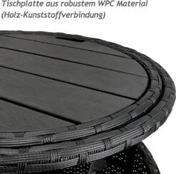 Casaria Polyrattan Zonne-Eiland Ø185cm – Incl. Kussens - Zwart Crème -Gardena Winkel 1200x1189 5