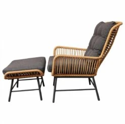BUITEN Living Dex Wicker Loungestoel Tuin Incl. Wicker Voetenbank | Wicker + Aluminium | Bamboe Antraciet -Gardena Winkel 1200x1190 7