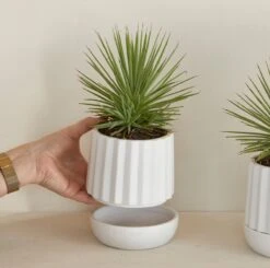 Riviera Maison Plantenbak Rond, Bloempot Met Ribbel - RM Let It Grow Planter - Wit - Porselein - Maat S -Gardena Winkel 1200x1191 7