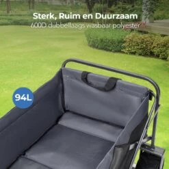 LifeGoods Bolderkar - Opvouwbaar - Tot 80KG - 94L - Wasbaar Polyester - 98x45cm - Zwart/Grijs -Gardena Winkel 1200x1200 109