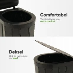 KNGZ Outdoor Gear – Camping Toilet – Nieuw Model – Biologisch Afbreekbare Zakjes – Opvouwbare Camping Toilet Met Deksel – Camping Toilet Hoge Zit – Draagbare WC Emmer Volwassen – Draagbaar Mobiel Potje – Nachtemmer – Opvouwbaar Toilet – Kamperen -Gardena Winkel 1200x1200 136