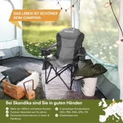 Skandika Relax Comfort Campingstoel - Campingstoel Opvouwbaar - Comfortabele Klapstoel Met Drinkhouder En Koelvak, Tot Max. 160 Kg, Opvouwbaar, Lichtgewicht | Vouwstoel Voor Kamperen, Camping, Festival, Vissen – Grijs -Gardena Winkel 1200x1200 141