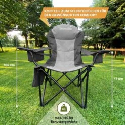 Skandika Relax Comfort Campingstoel - Campingstoel Opvouwbaar - Comfortabele Klapstoel Met Drinkhouder En Koelvak, Tot Max. 160 Kg, Opvouwbaar, Lichtgewicht | Vouwstoel Voor Kamperen, Camping, Festival, Vissen – Grijs -Gardena Winkel 1200x1200 143